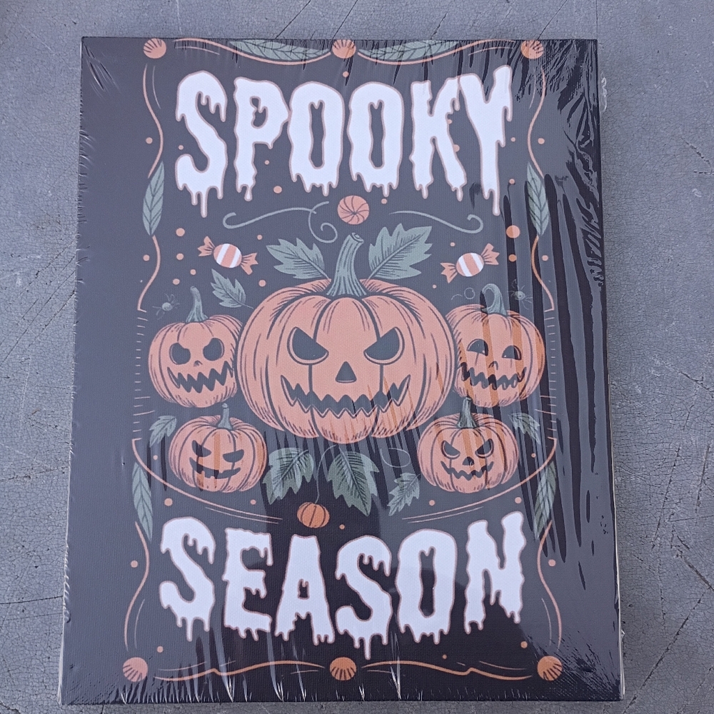 2/$20 Spooky Season Pumpkin Gothic Wooden Canvas Art Frame